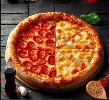 Pizza com coca-cola de 600ml